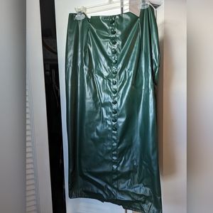 Green Pleather A-line skirt